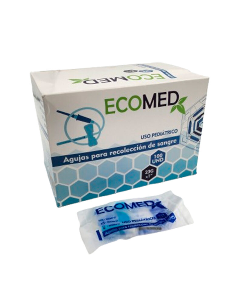AGUJA PARA LA RECOLECCION DE SANGRE - PEDIATRICA - 23G - TIPO MARIPOSA - ECOMED - CAJA x 100 UND
