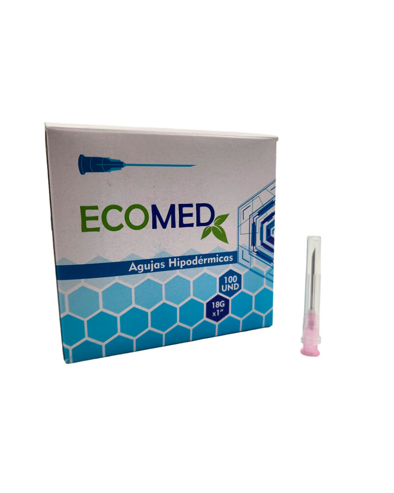 AGUJAS HIPODERMICAS - 18G X 1" - ECOMED - CAJA X 100 UND