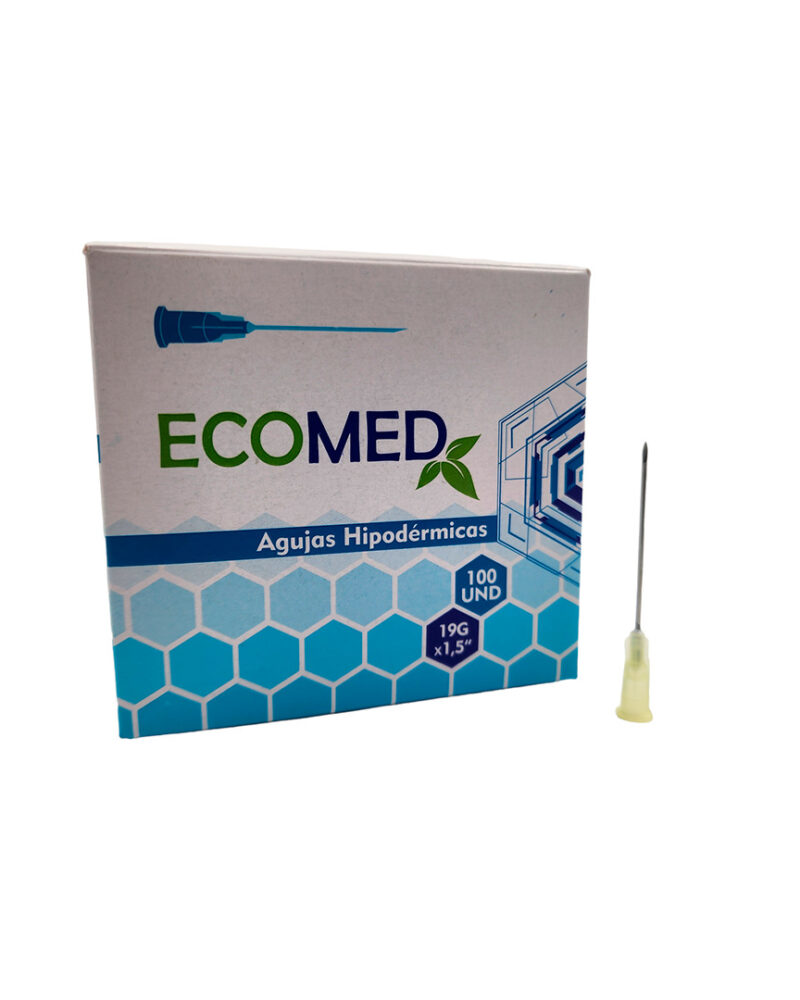 AGUJAS HIPODERMICAS - 19G X 1/5" - ECOMED - CAJA X 100 UND