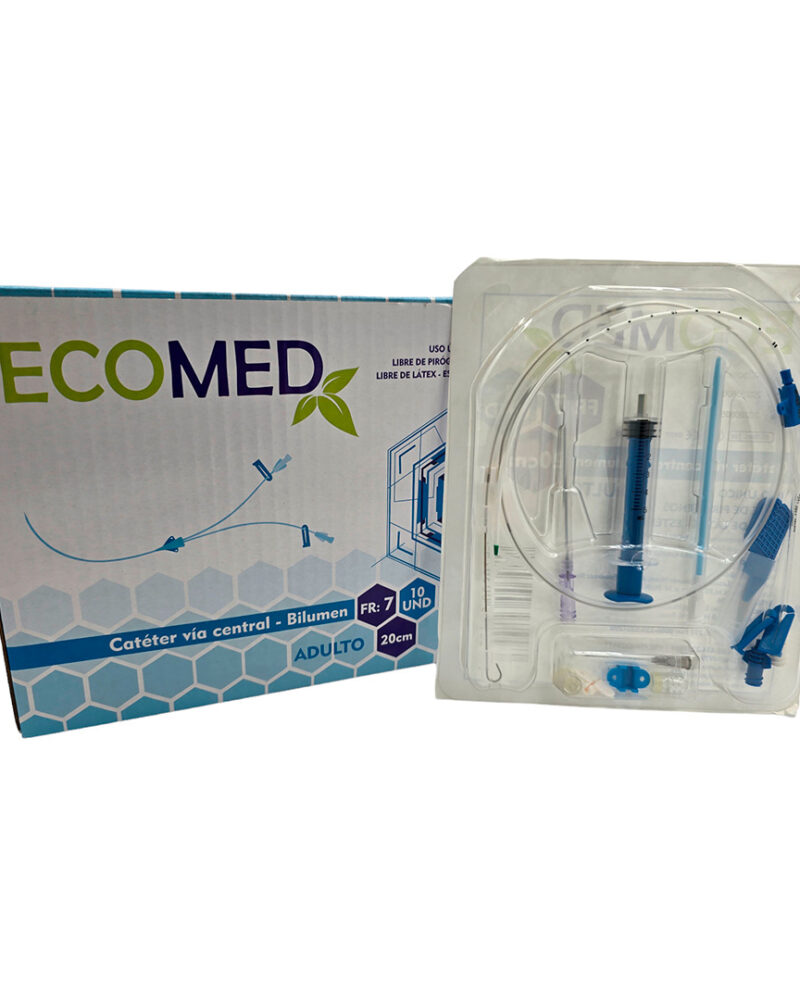 CATETER DE VIA CENTRAL BILUMEN - ADULTO - 7 FR X 20CM - ECOMED - CAJA X 10 UND ( E )