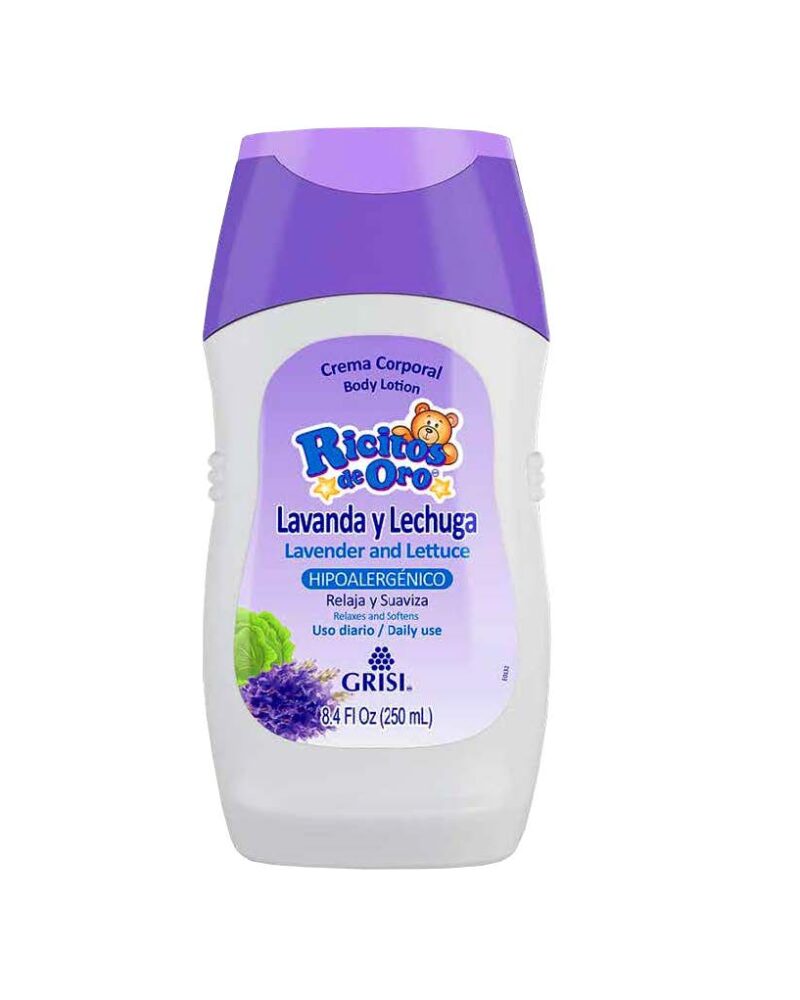 CREMA CORPORAL - RICITOS DE ORO - LAVANDA Y LECHUGA 250 ML - BULTO X 36 UND