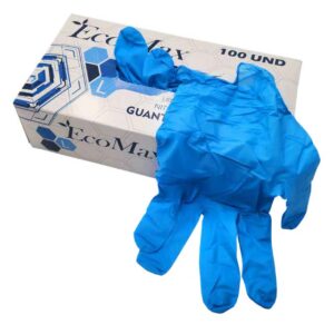 GUANTES DE NITRILO - ECOMAX - TALLA L - COLOR AZUL - CAJA X 100 UND