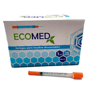 JERINGA DE INSULINA - 1CC - CON AGUJA 30G X 1/2' - ECOMED - CAJA X 100 UND