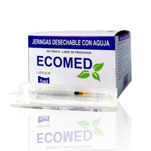 JERINGA LUER SLIP CON AGUJA 25G x 1' - 1CC - ECOMED - BULTO X 32 CAJAS (3200 UND)