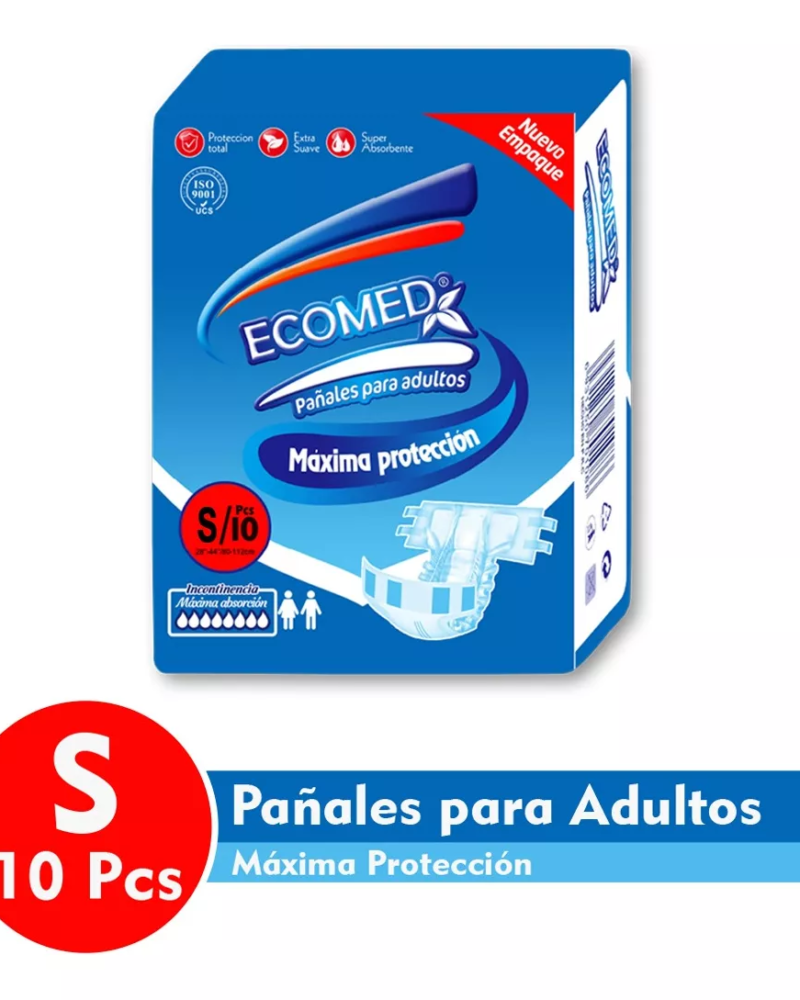PAÑAL PARA ADULTOS - TALLA S - ECOMED -  PAQ. X 10 UND