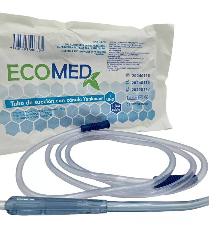 TUBO DE SUCCION CON CANULA YANKAUER - ECOMED - BULTO X 50 UND