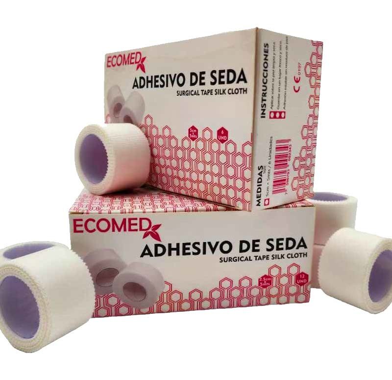 ADHESIVO DE SEDA - QUIRURGICO - ECOMED - 2.5 CM x 5MTS - CAJA x 12 UND ( E )