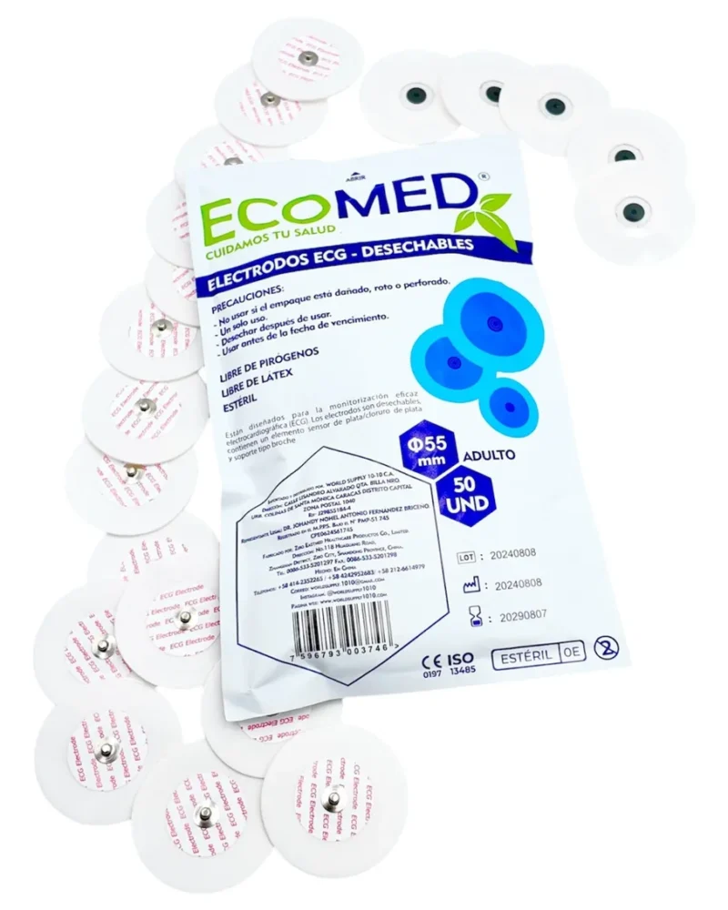 ELECTRODO ECG - PARA ADULTO - ECOMED - PAQUETE X 50 UND
