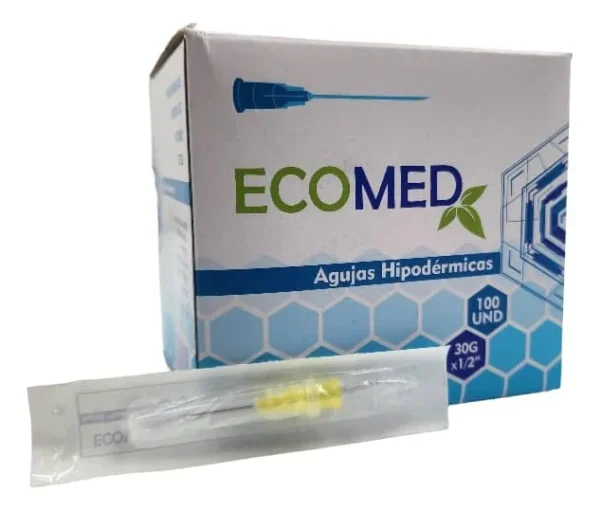 AGUJAS HIPODERMICAS - 30G X 1/2" - ECOMED - UNIDAD