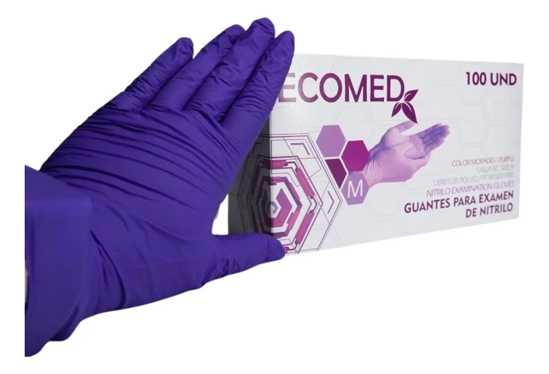 GUANTES DE NITRILO - ECOMAX - TALLA S - COLOR MORADO - BULTO X 10 CAJAS (1.000 PARES)