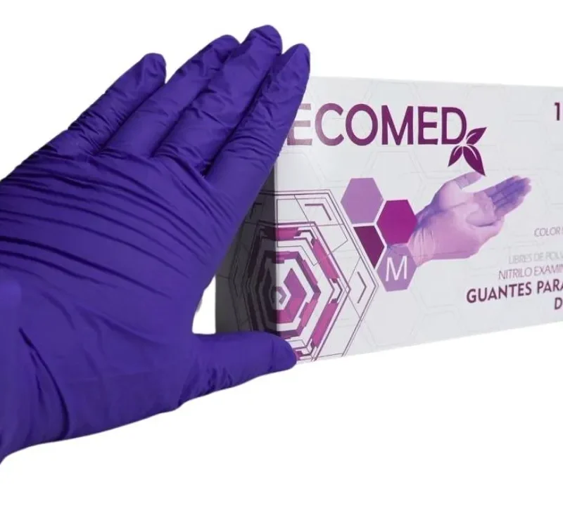 GUANTES DE NITRILO - ECOMAX - TALLA M - COLOR MORADO - BULTO X 10 CAJAS (1.000 PARES)