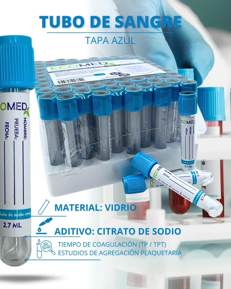 TUBO DE RECOLECCION DE SANGRE (VIDRIO) - TAPA AMARILLA - 6 ML - ECOMED - GRADILLA X 100 UND