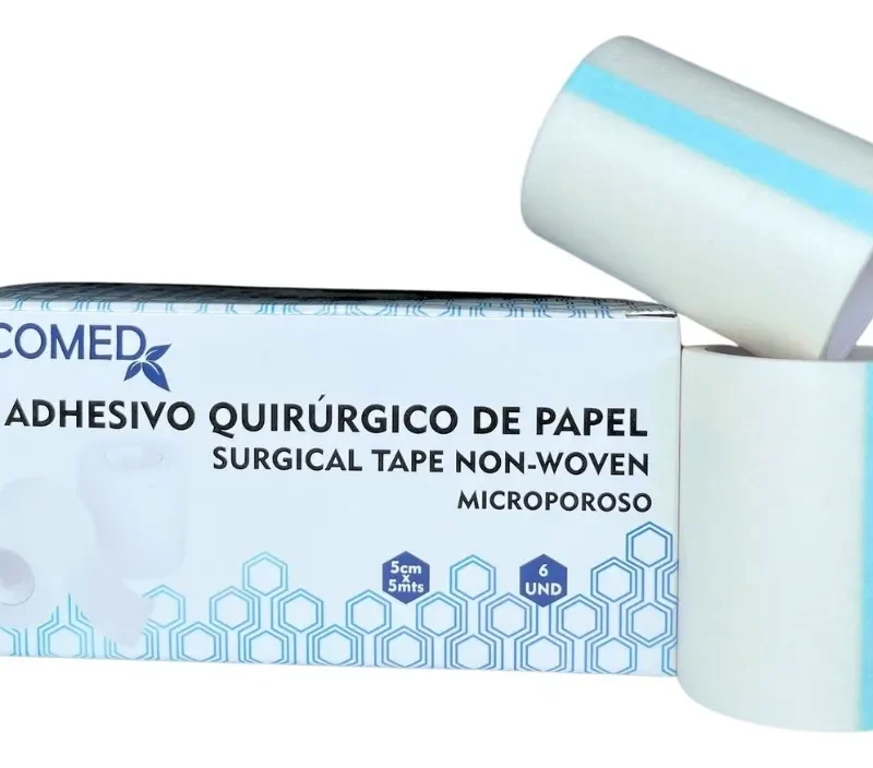 ADHESIVO QUIRURGICO DE PAPEL - MICROPOROSO - ECOMED - 5CM x 5MTS - CAJA x 6 UND ( E )