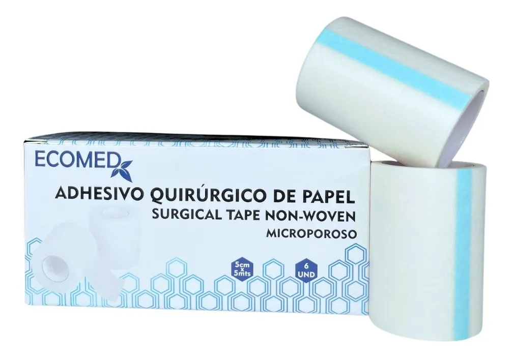 ADHESIVO QUIRURGICO DE PAPEL - MICROPOROSO - ECOMED - 5CM x 5MTS - BULTO x 30 CAJAS (180 UND) ( E )